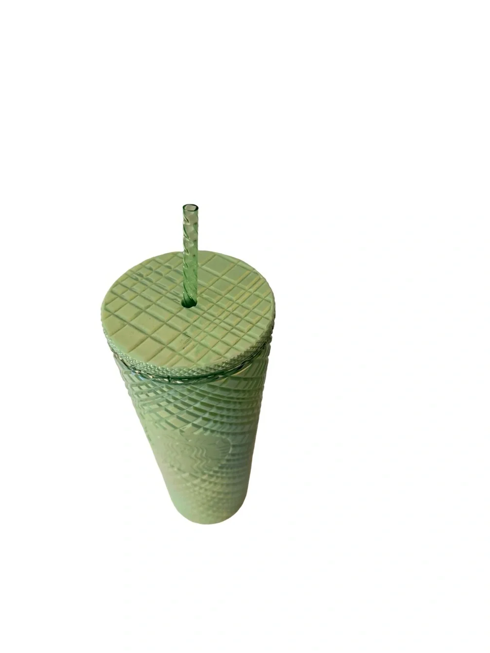 Brand New Green Starbucks tumbler with diamond pattern and straw